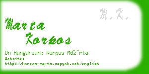 marta korpos business card